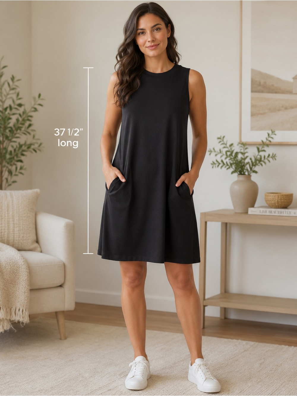 Casual Sleeveless  Dress - Black